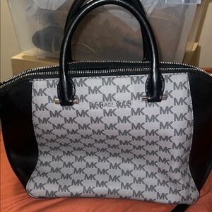 Michael Kors Black and Gray Logo Satchel
